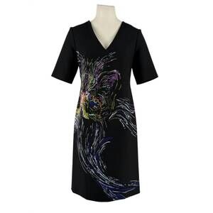 NEW MI JONG LEE women's v-neck butterfly midi dress in black